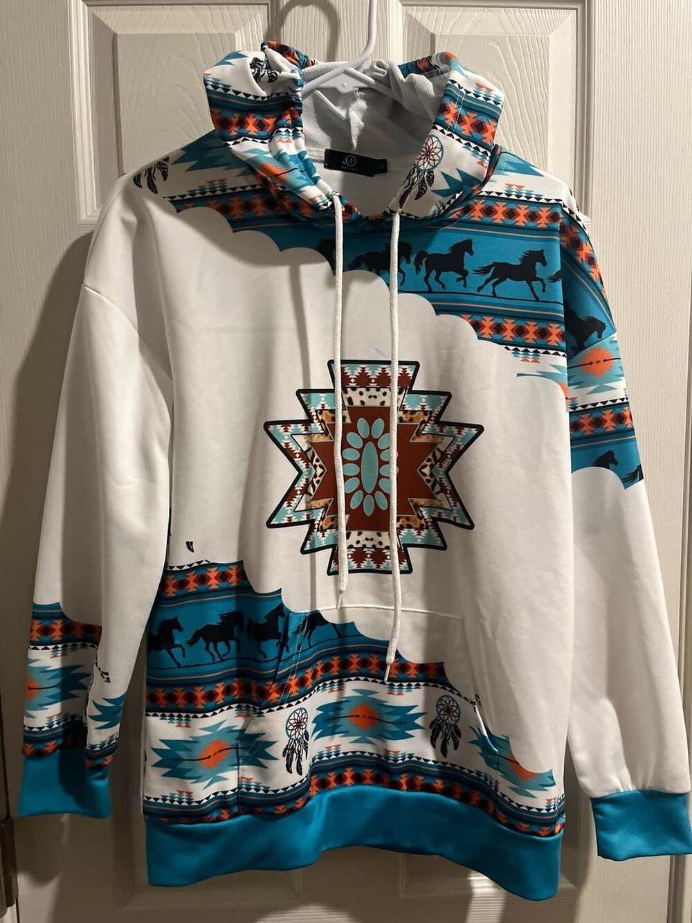 NHICDNS Western Aztec Horse Print Pullover Hoodie